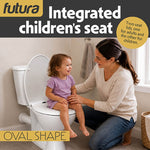 Futura Family Toilet Seat Soft Close White Oval, Bulit In Child Seat, Kids & Toddler Friendly, Quick Release, Top & Bottom Fixings