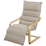 HOMCOM Lounge Chair With Wooden Frame For Living Room, Bedroom, Light Brown