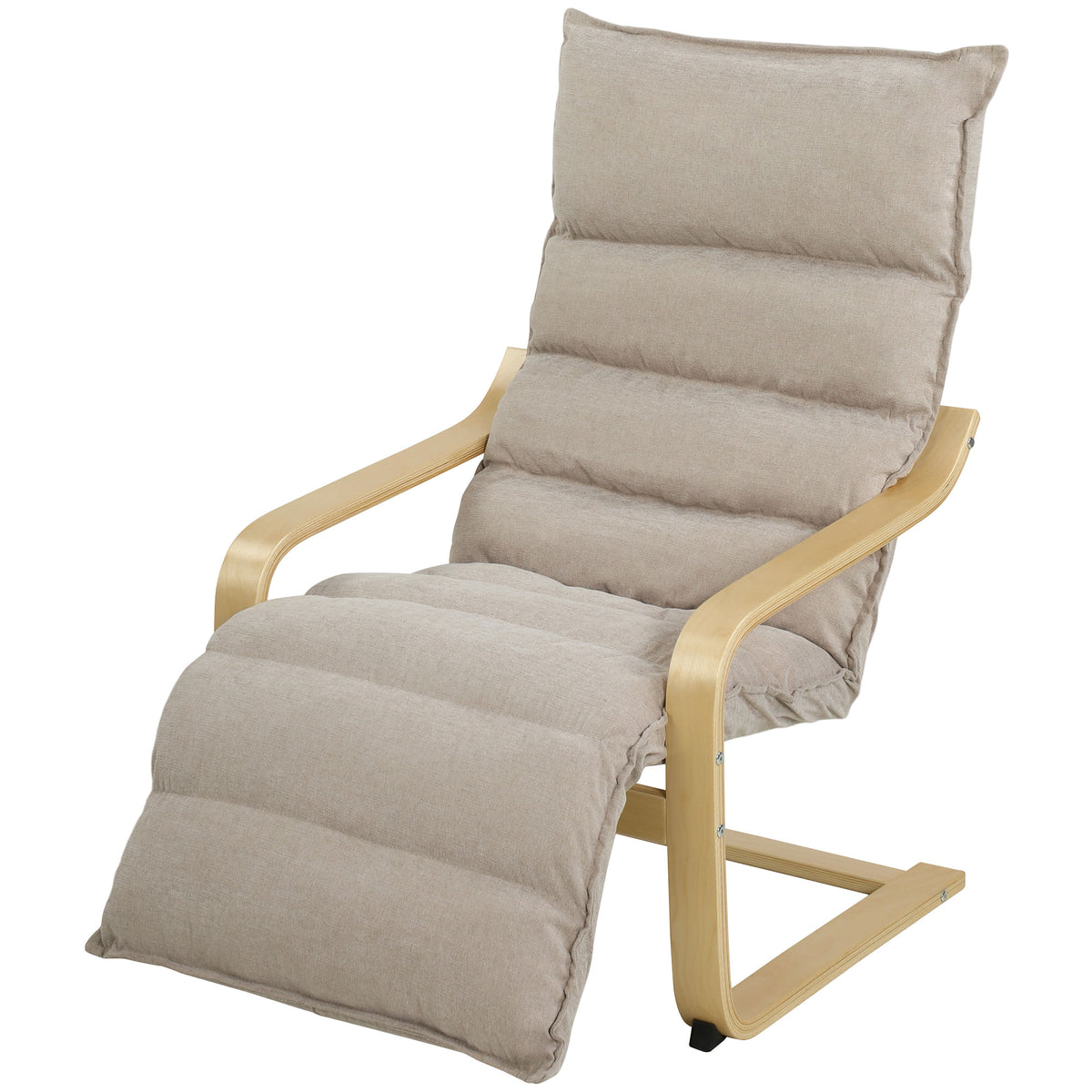HOMCOM Lounge Chair With Wooden Frame For Living Room, Bedroom, Light Brown