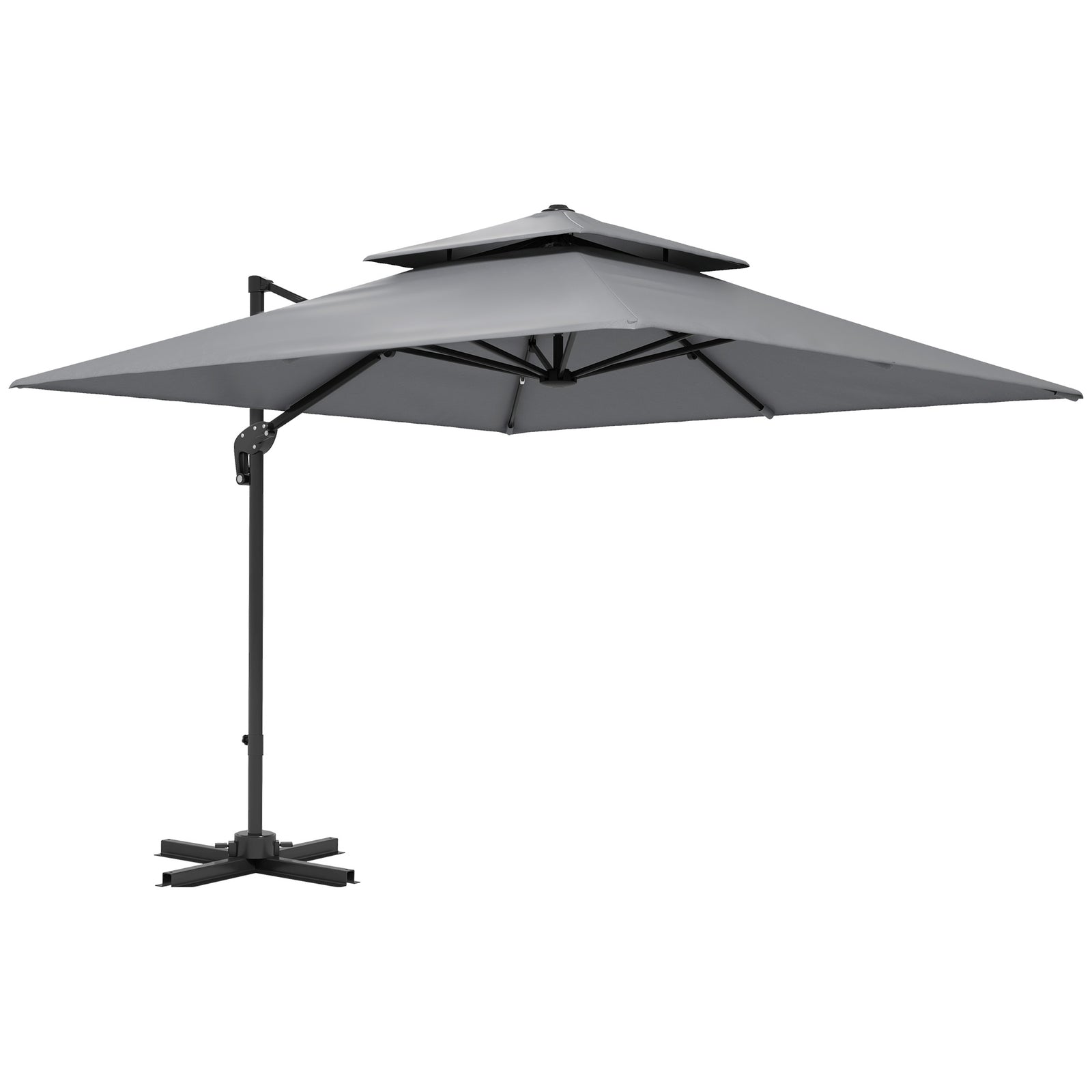 Outsunny 360° Cantilever Parasol Roma Umbrella W/ Base Weights