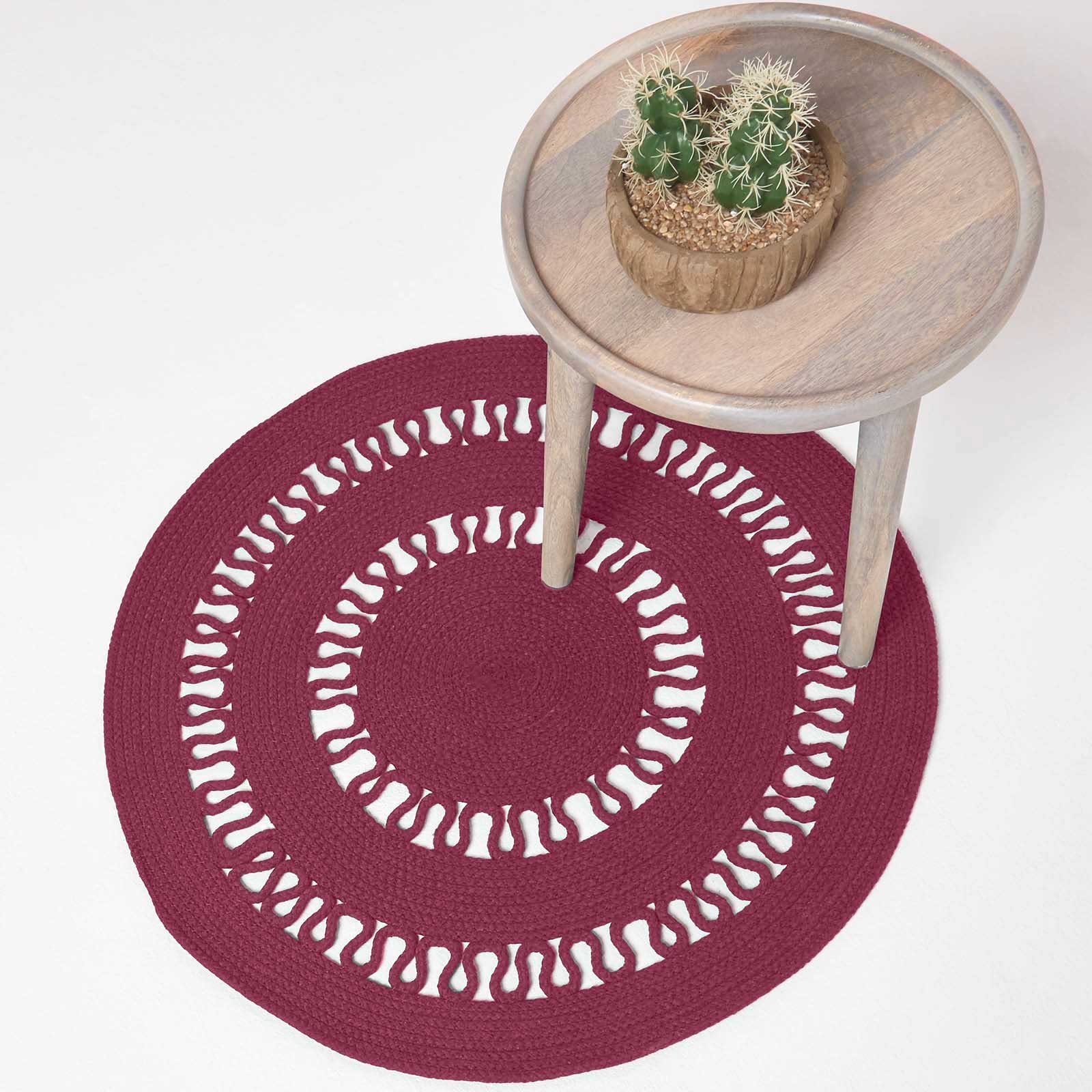Crochet Braided Round Rug | 70cm x 70cm | Plum