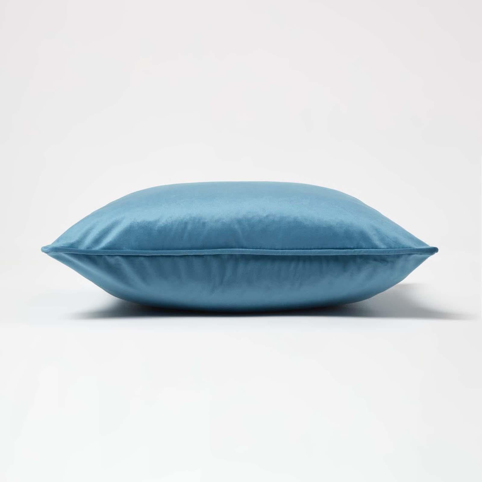 Filled Velvet Cushion With Piped Edge 46 X 46 Cm | 45cm x 45cm | Turquoise