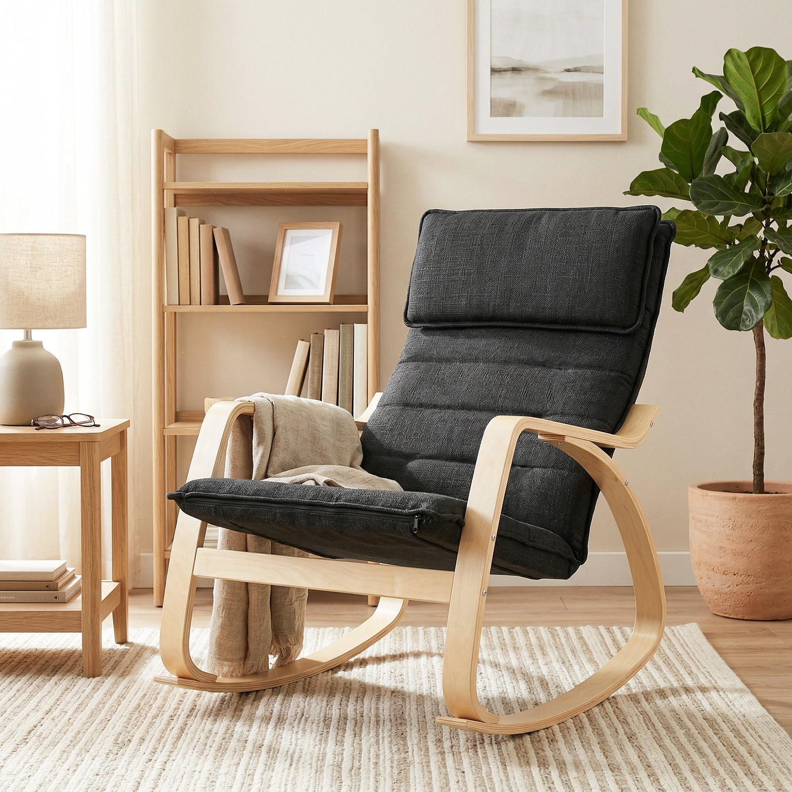HOMCOM Comfortable Relax Rocking Chair With High Back, Black