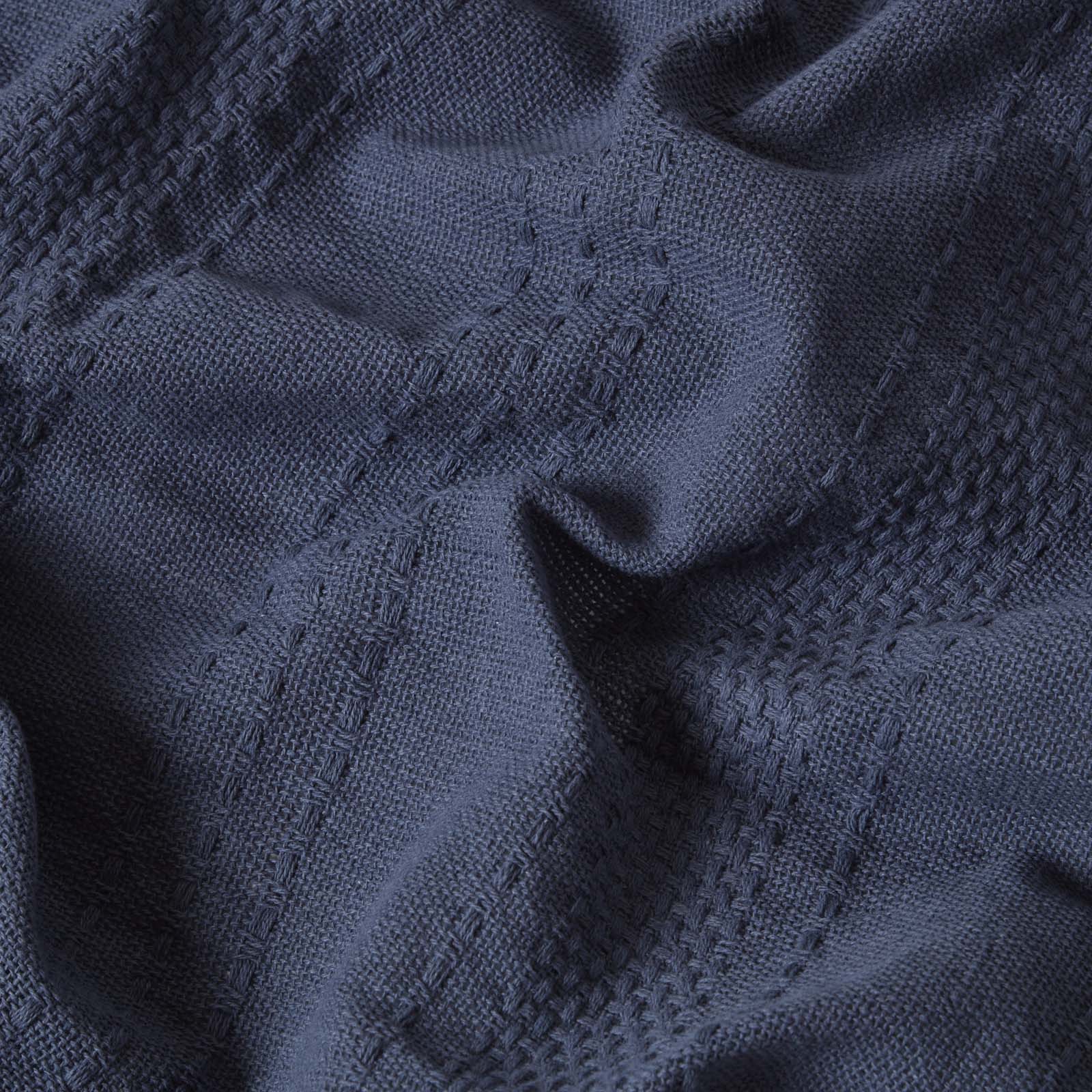 Kashi Cotton Throw With Tassels | 255cm x 360cm | Navy Blue
