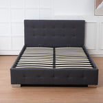 The Oslo Charcoal Linen Tufted Ottoman Bed Frame | Double | Charcoal