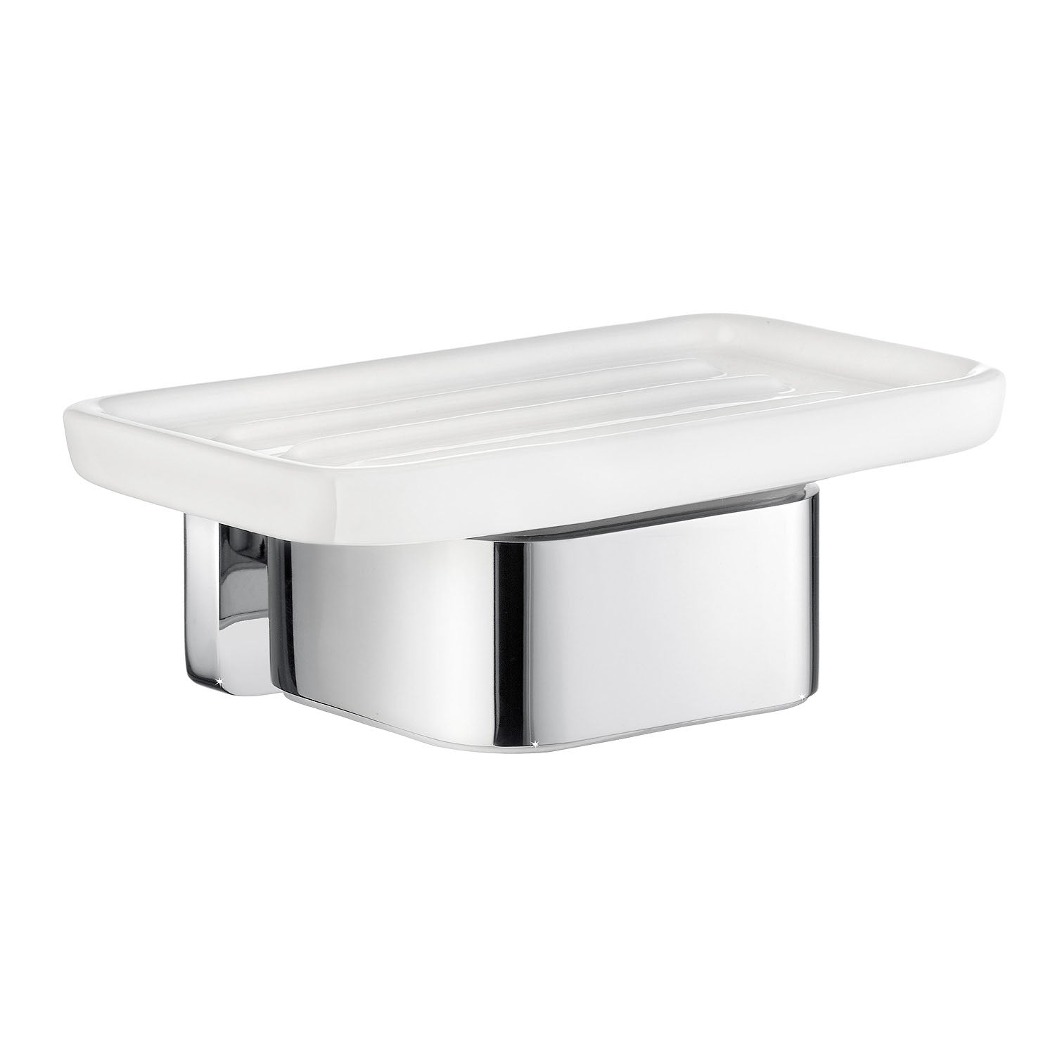 Porcelain Soap Dish With Polished Chrome Wall Mount Holder | Polished Chrome