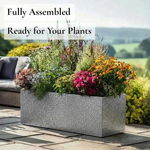 Zinc Galvanised Trough Planter | 100cm x 40cm x 40cm | Silver Black