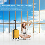 55x35x20cm Cabin Carry On Suitcase Hard Shell Overhead Luggage 100+ Airlines Approved | Cabin | Yellow & Black