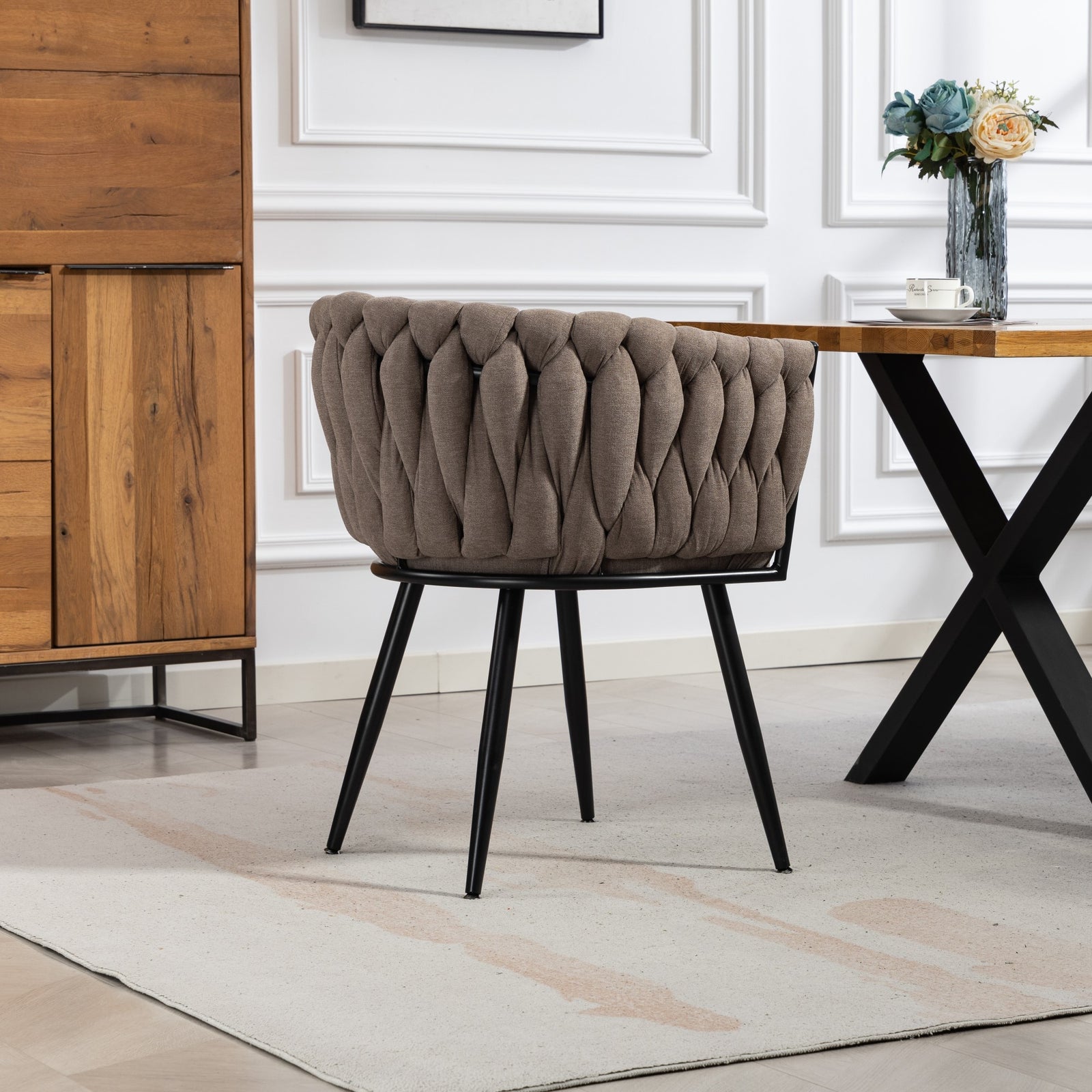 Aneta Fabric Accent Chairs - Set Of 2 | Brown