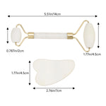 Gua Sha And Jade Roller Set For Facial Massage | White