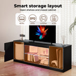 Tv Stand Entertainment Unit Tv Cabinet Stand Storage With Led 140cm Black | Black