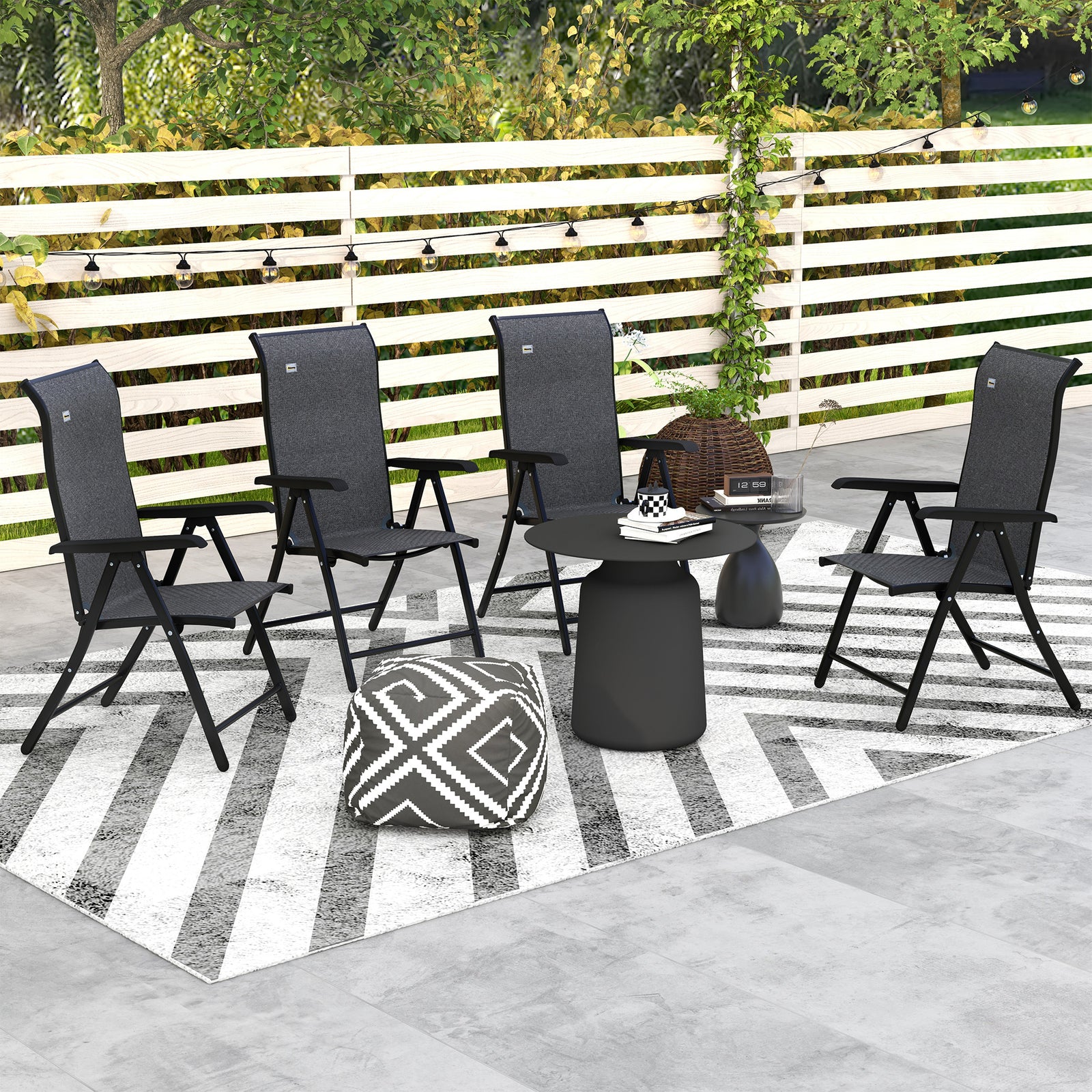 Outdoor Rattan Folding Chair Set W/ Adjustable Backrest | Set-of-4