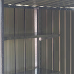 5x7ft Metal Storage Shed With Built-in Metal Shelves, Ventilation, And Sliding Door