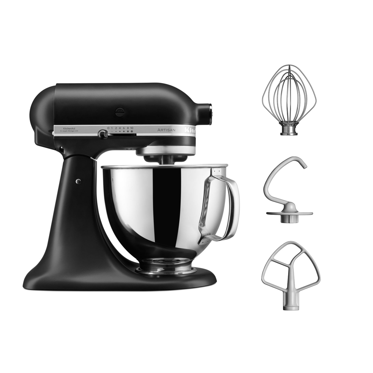 125 Artisan Stand Mixer With Accessories | Matte Black