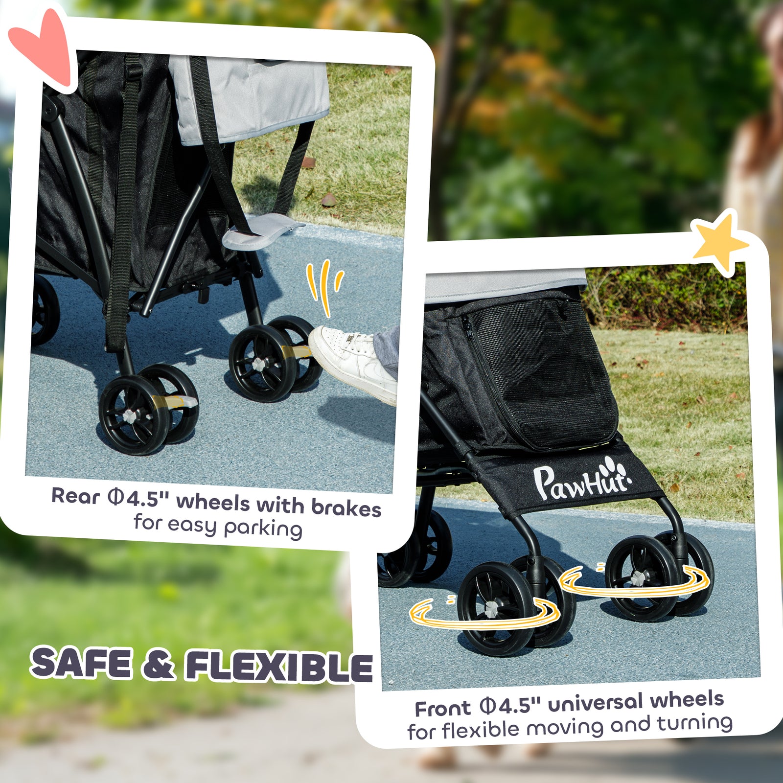 Lightweight Foldable Dog Stroller For Mini Dogs | Light Grey