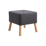 Linen Upholstered Footstool | Dark Grey