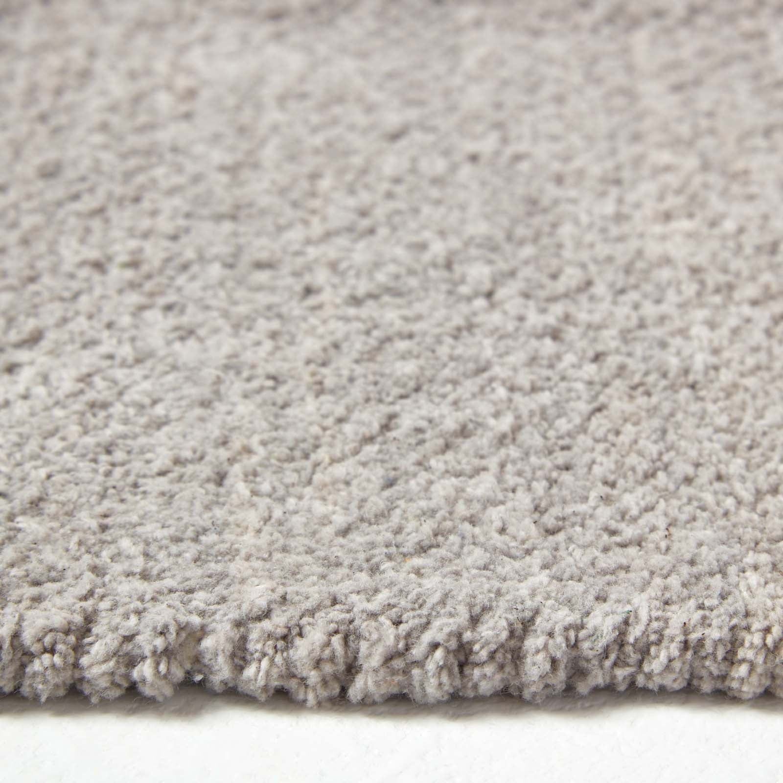 Plain Chenille 100% Cotton  Rug With Natural Trim | 60cm x 100cm | Light Grey