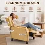 Fabric Upholstered Sofa Pushback Reclining Chair Armchair With Footstool | Yellow