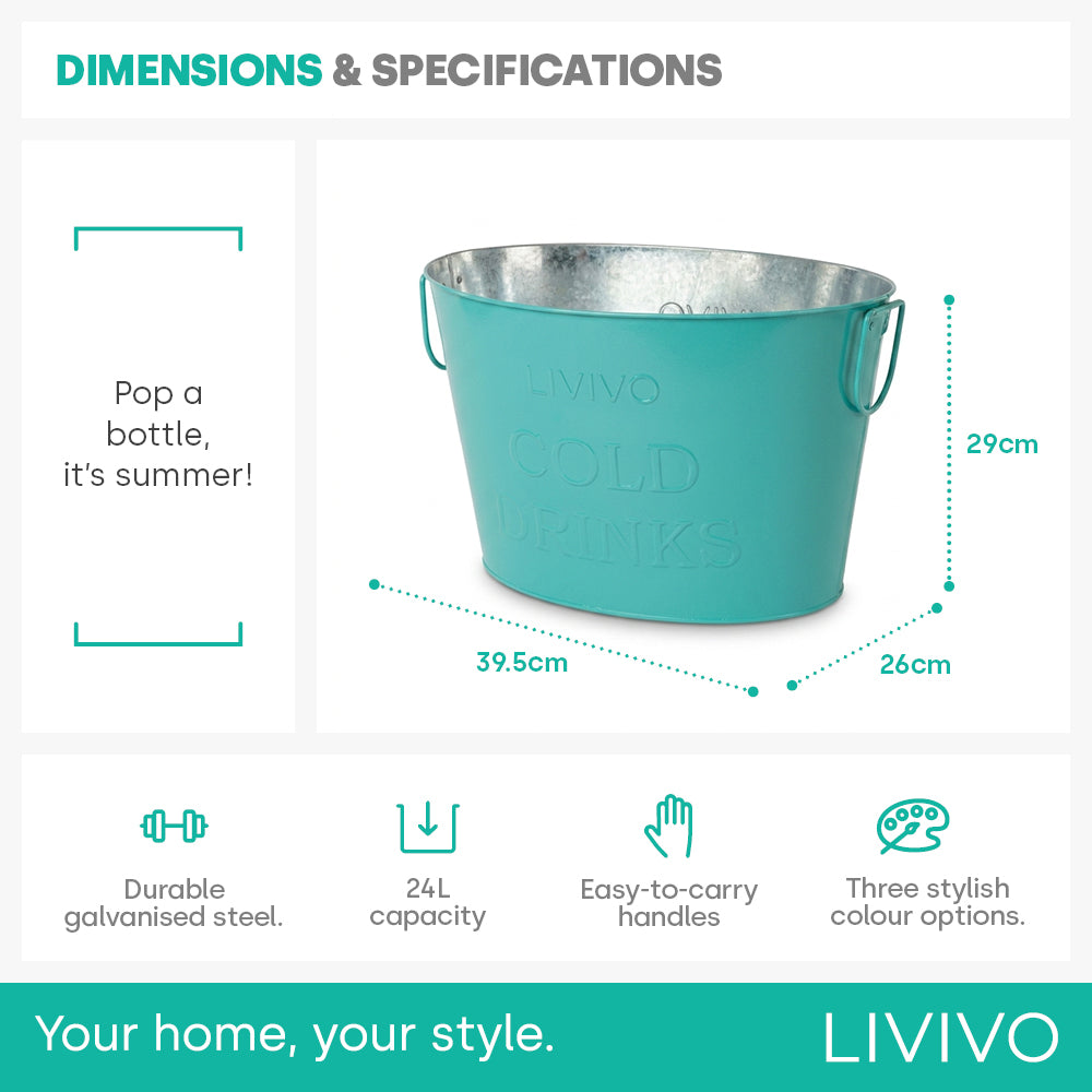 Galvanised Steel Drinks Bucket | Turquoise