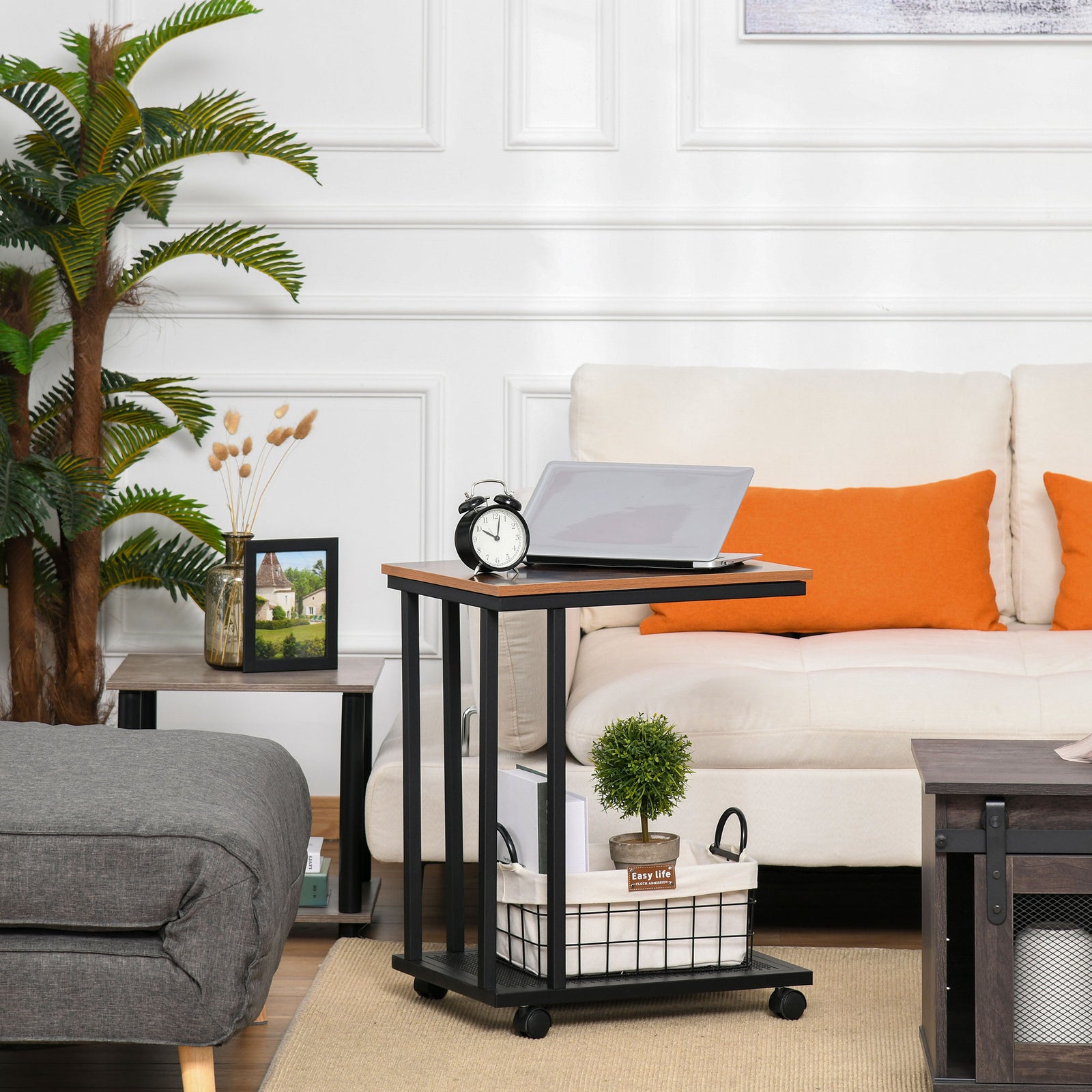 Mobile Sofa Side Table, Laptop Stand, Storage