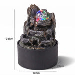 Spector Tabletop Water Fountain With Rotating Glass Ball  Resin Grey Brown