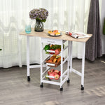 Drop Leaf Trolley With Baskets, 6 Wheels