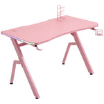Ergonomic Gaming Desk With Hook Cup Holder Led | Pink
