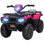 12v Electric Quad Bike For Kids W/ Led Headlights, Music | Pink