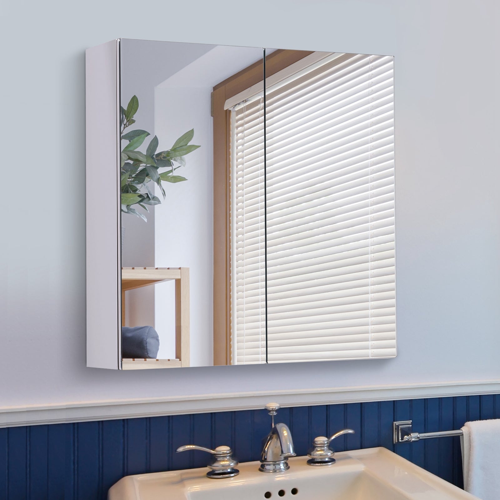 Bathroom Cabinet Double Door Wall Mounted Mirror
