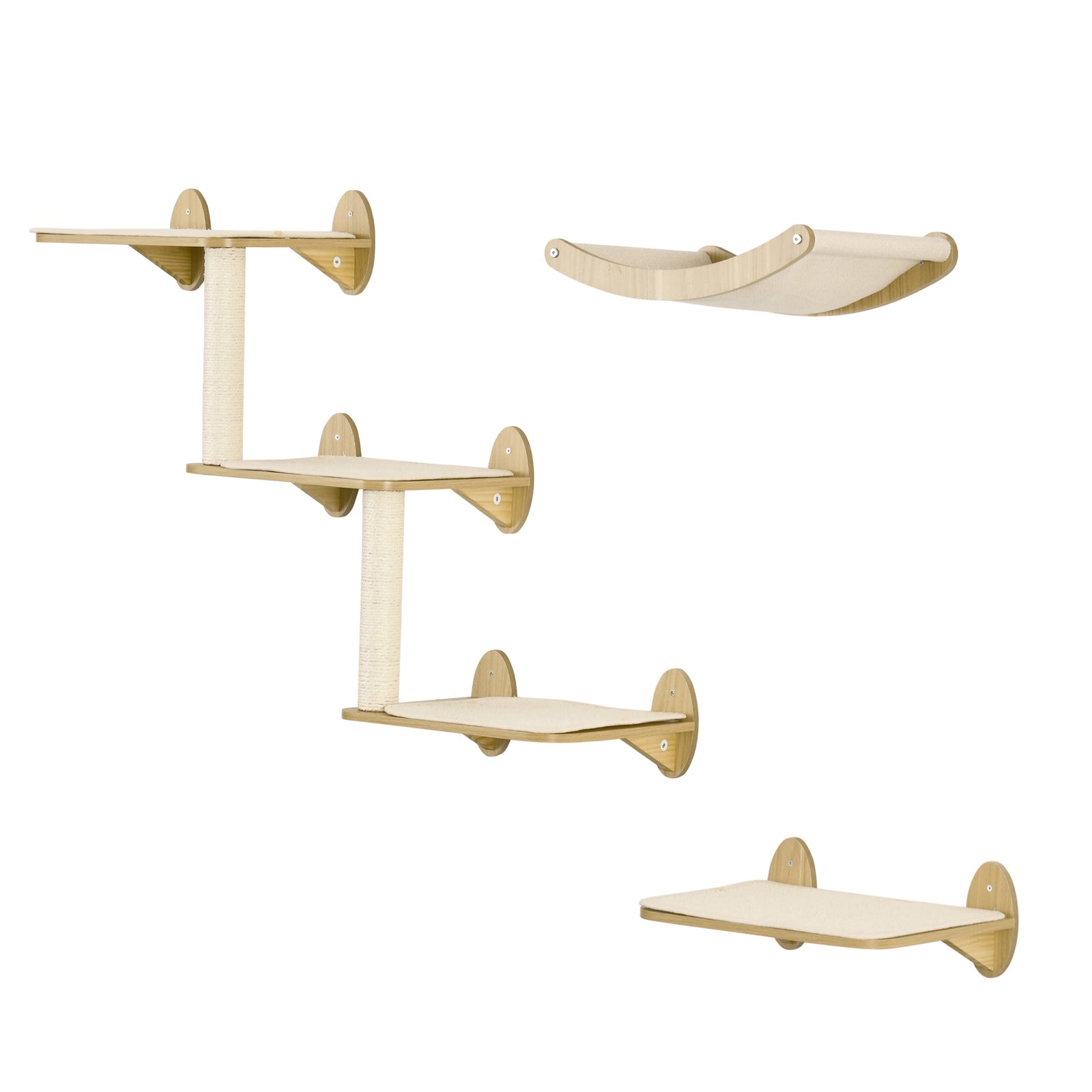 3pcs Wall Mounted Cat Tree Cat Shelves Climbing Shelf Set Scratching Post
