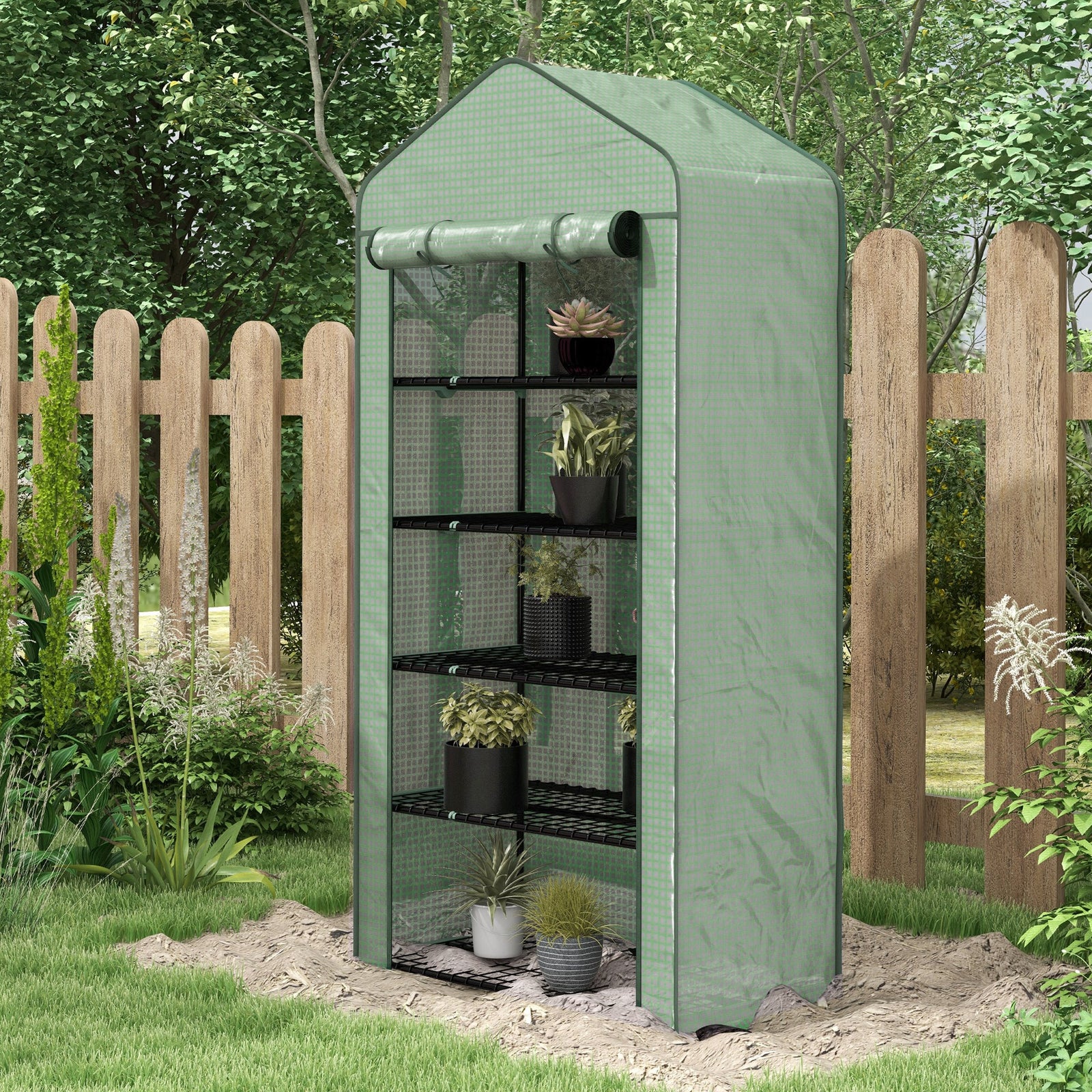 5-tier Widened Mini Greenhouse W/ Door 193x90cm | Green