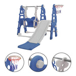 3-in-1 Children Toddler Swing And Slide Set With Basketball Hoop