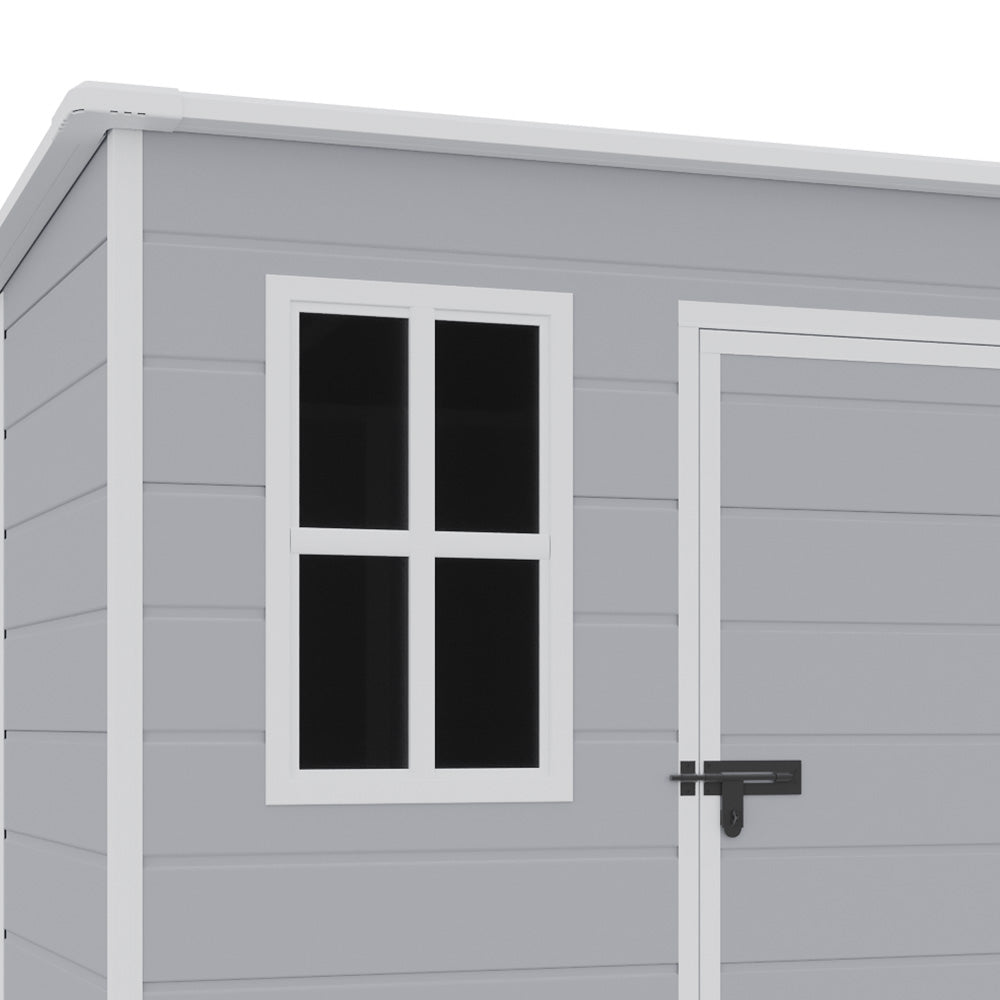6 X 6ft Durable Pp Outdoor Storage Shed With Lockable Door, Floor, Window & Vent – Weatherproof Plastic Garden Shed