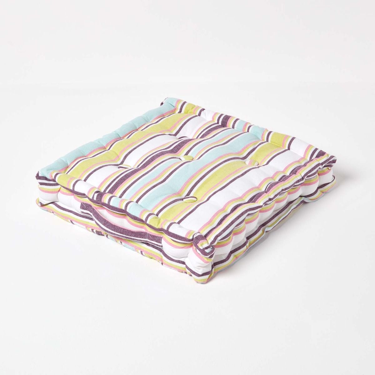 Cotton Striped Floor Cushion | 50cm x 50cm | Osaka Green