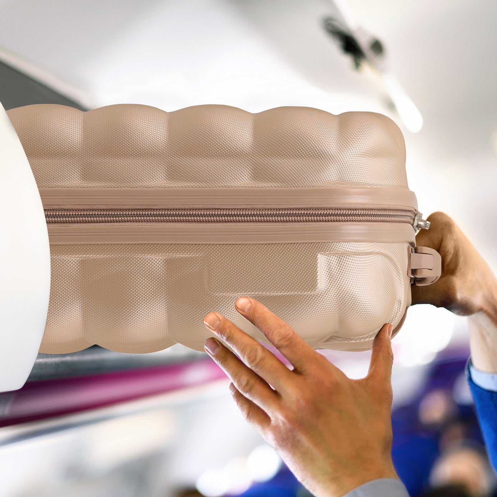 Medium 25" Hard Shell Bubble Design Check-in Suitcase Hold Luggage Bag 20kg+ | Medium | Champagne