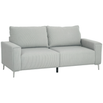 193cm Upholstered Corduroy Settee With Spring Cushion, Light Grey