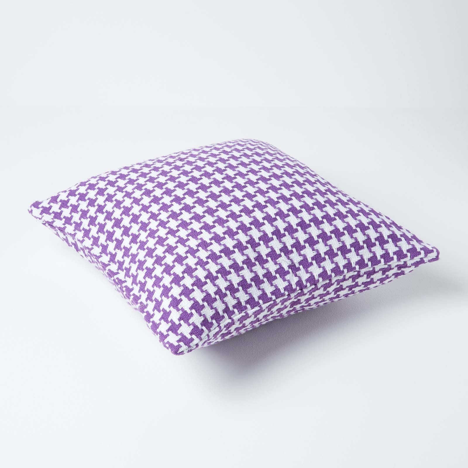 Houndstooth Cotton Cushion Cover | 60cm x 60cm | Purple