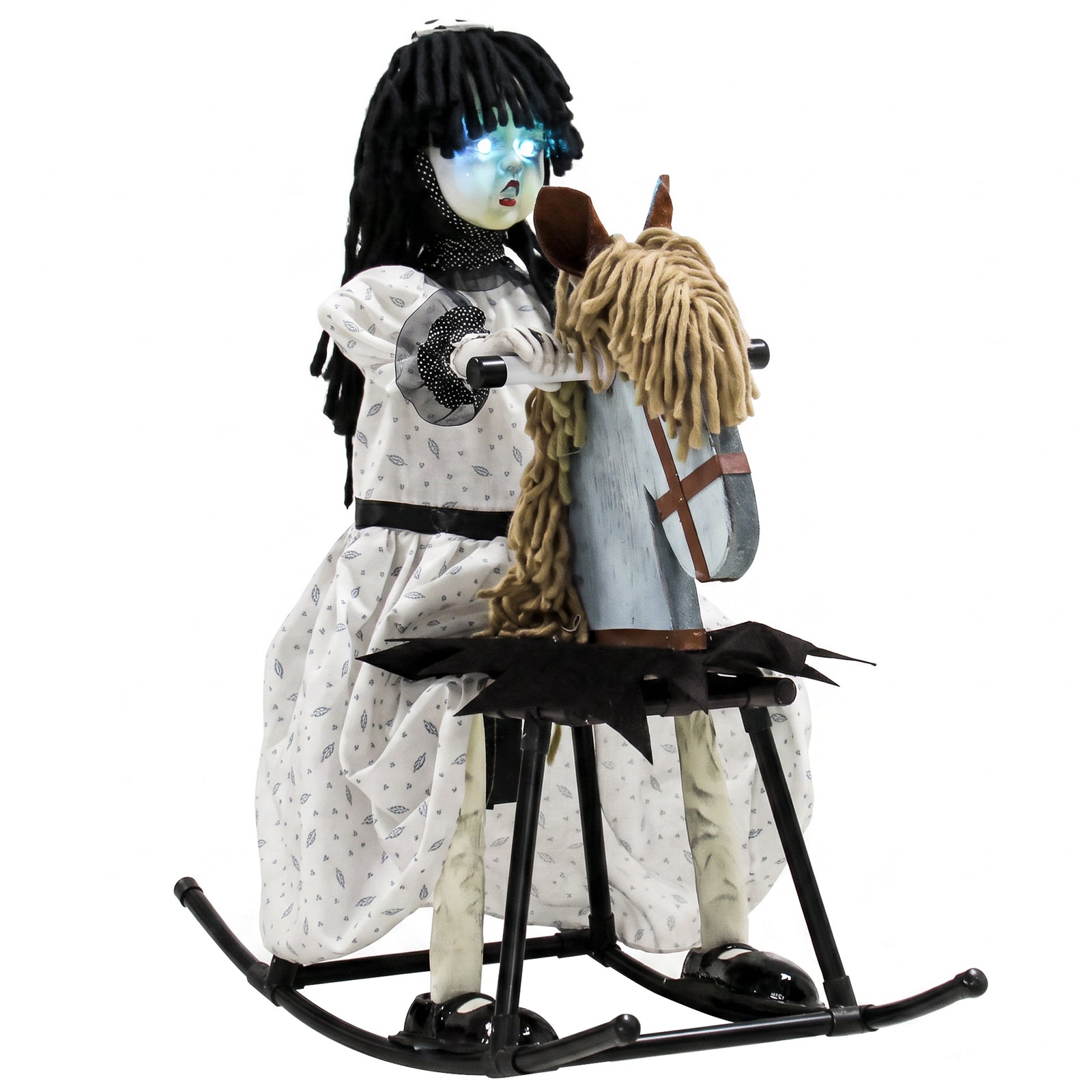 HOMCOM Animated Halloween Girl Riding Horse For Indoor, Covered Outdoor