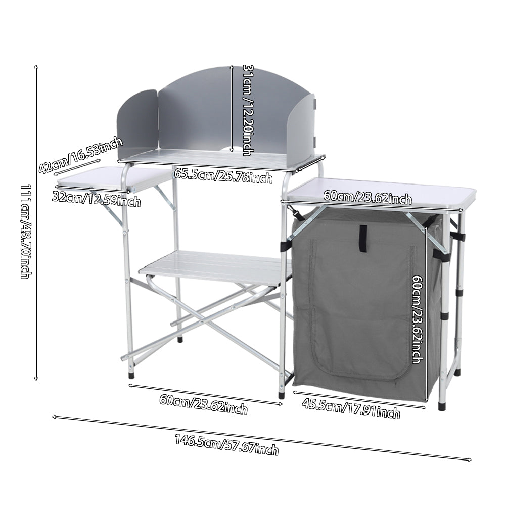 Outdoor Portable Camp Kitchen With Zippered Storage