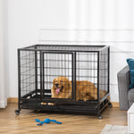 Heavy Duty Dog Cage W/ Wheels, Tray - M L