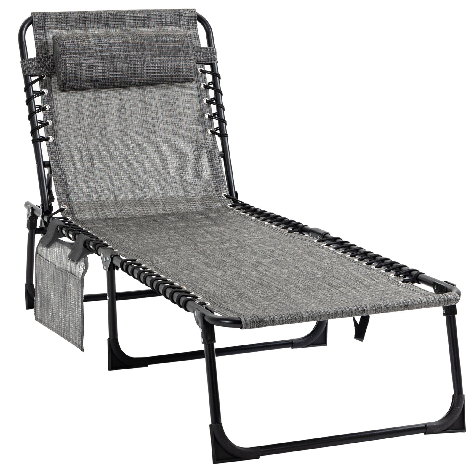 Lounger Reclining Camping Bed 5-position Adjustable