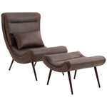 Modern Accent Chair With Footstool, 64cm Wide Seat, Lumbar Pillow