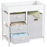 Baby Changing Unit With 4 Drawers, Diaper Changing Table | White