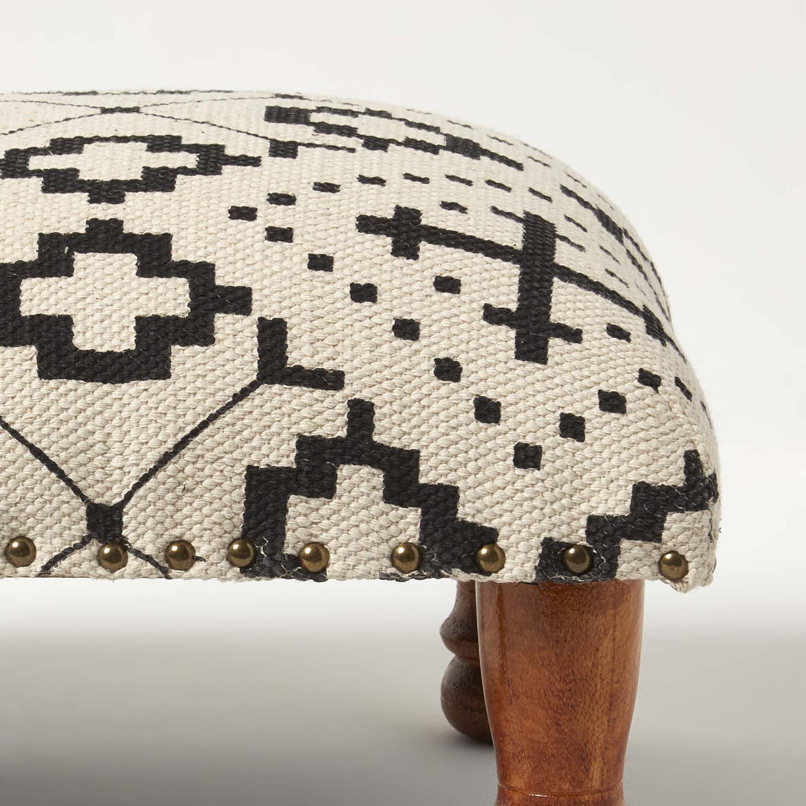 Reva Black Geometric Footstool | 40cm x 40cm