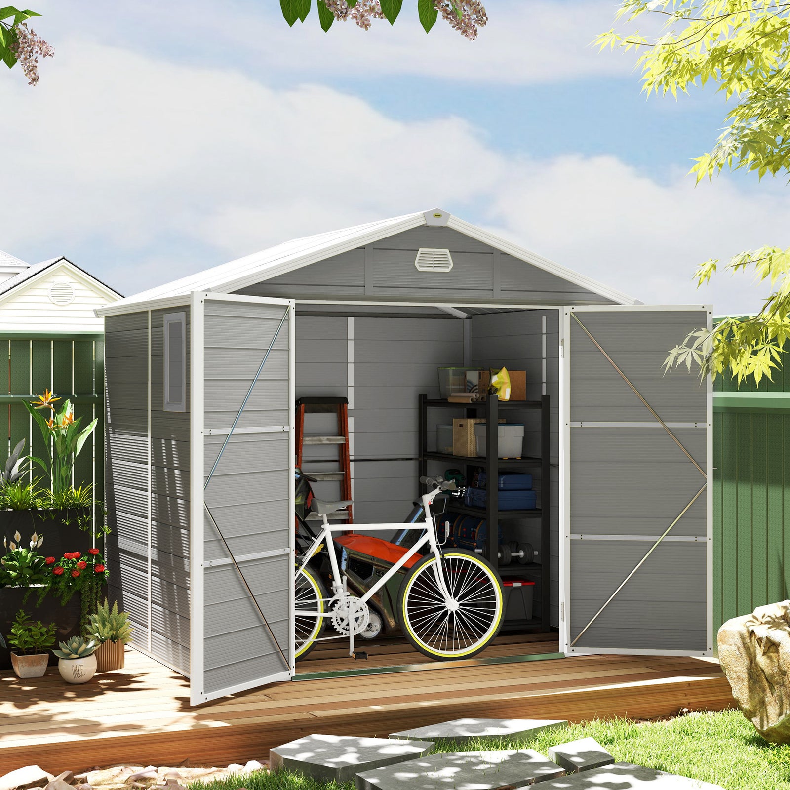 8x6ft Garden Shed With Foundation Kit, Vents & Lockable Door