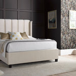 Aurora Velvet Ottoman Bed | Double | Natural