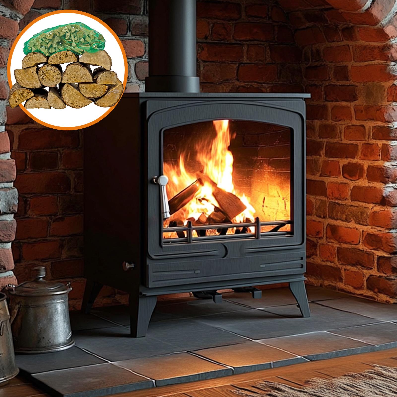 Steel Eco Multifuel Stove + Firewood Starter Kit | 8.5kw | Steel