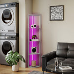 Rgb Led Floor Lamp With Shelves And Remote Control For Living Room | Grey