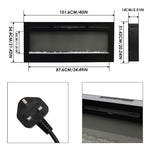40-inch Recessed/wall Mounted Electric Fireplace, 1800w Black Heater With 12-colour Flame, Log & Crystal Bed, Remote Control & Timer