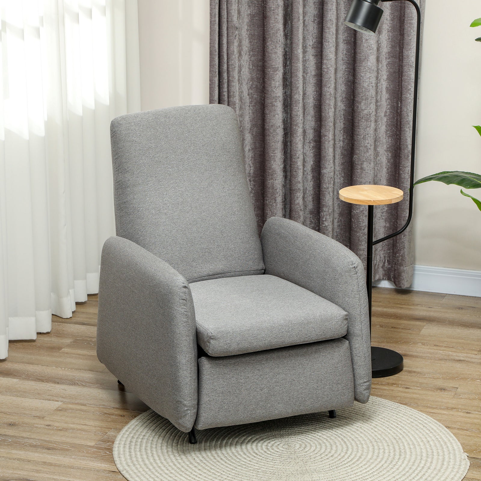 Push Back Recliner Chair Fabric Reclining Armchair Bedroom